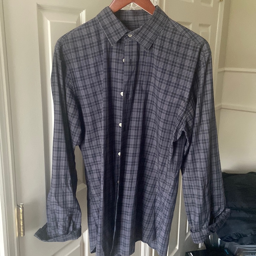 Black and grey john Varvatos dress shirt